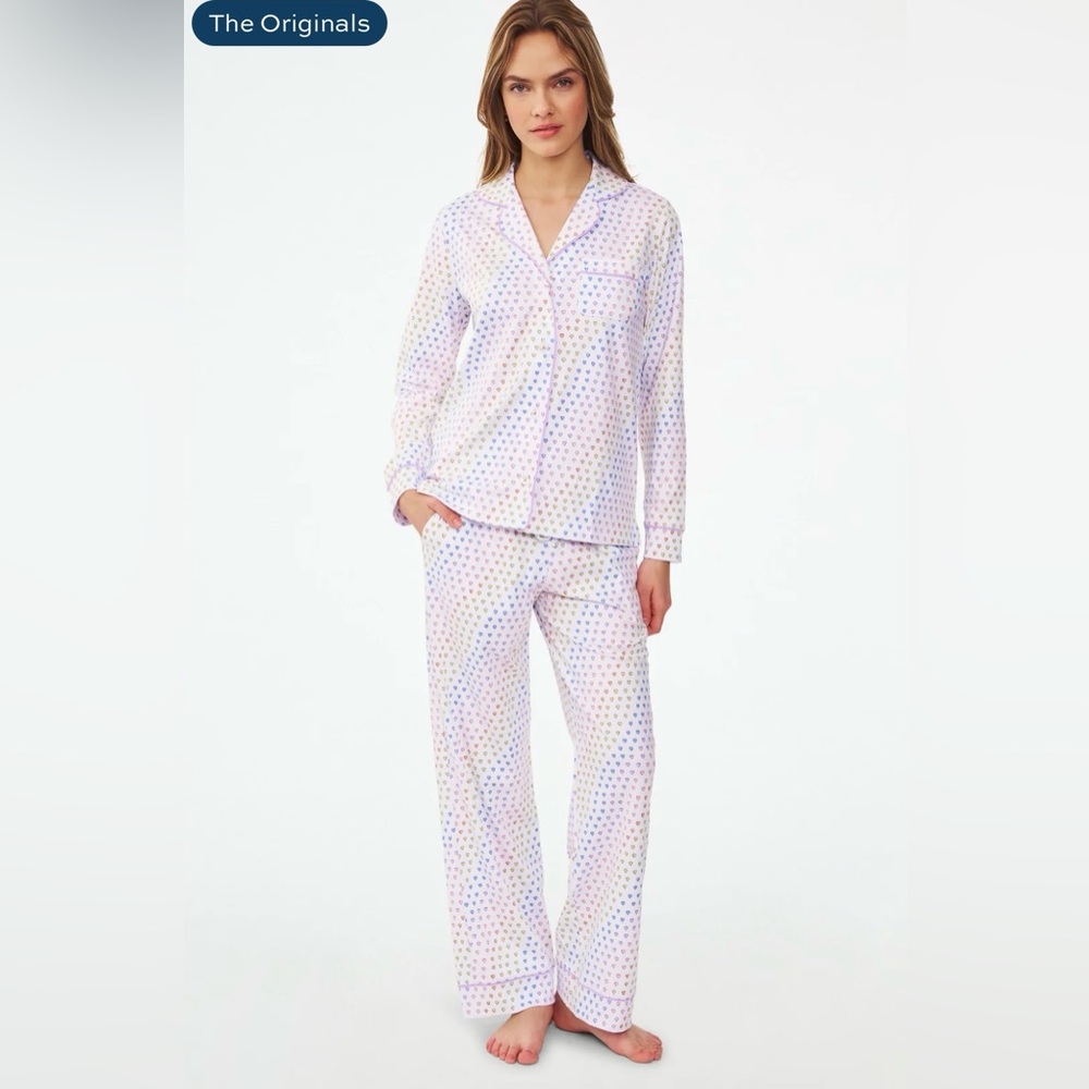 Roller Rabbit Disco Hearts Long Sleeve Polo Pajamas Size XXS